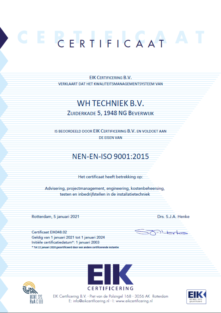 Certificaten – WH Techniek B.V.